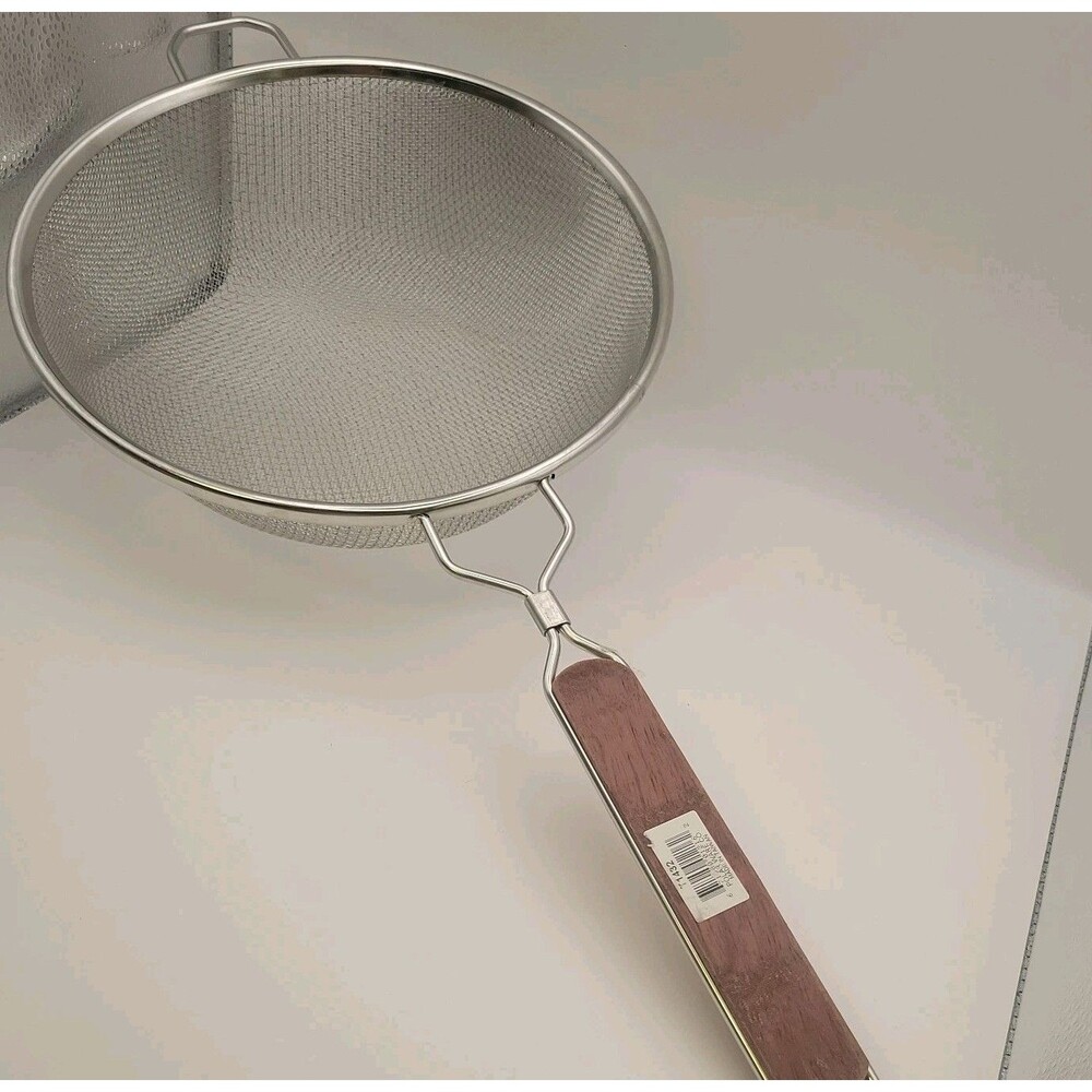 Polarware Company Large 10" Strainer/Double Mesh Stainless Steel Wood Handle